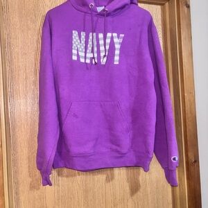 Champion Violet Hoodie with NAVY Print